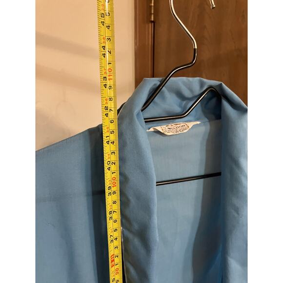 Weldon Bathrobe Mens L Blue Belted Sleep Lounge Vintage Lightweight Cotton Poly - Picture 4 of 7